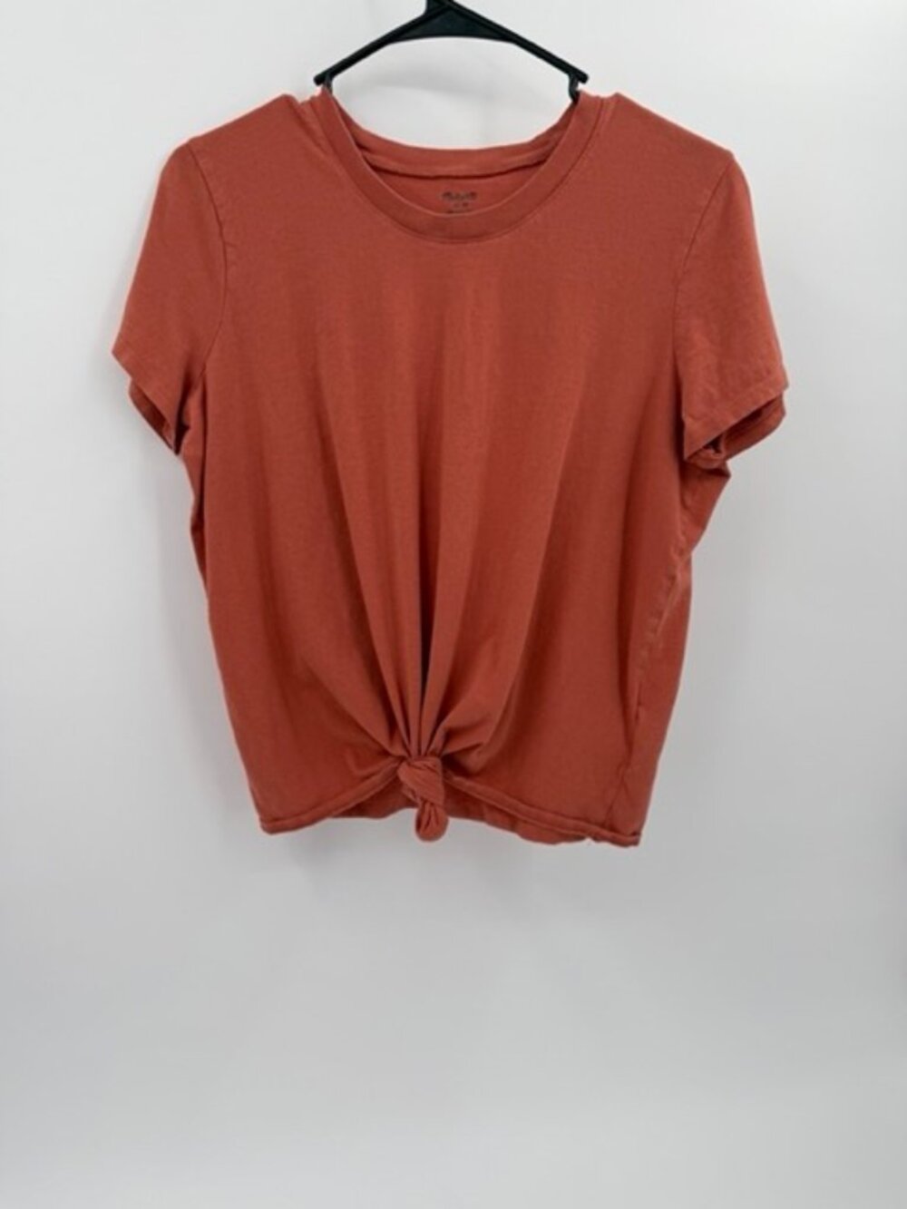 Madewell Burnt Orange V Neck Short Sleeve Top Front Knot Medium